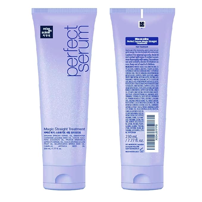 Mise En Scene Perfect Magic Straigt Serum Treatment | Anti-Frizz Cream for flyaway taming | Anti Humidity Hair Conditioner | Hydrating, Add Shine, Breakage Control | 7.77 Fl Oz