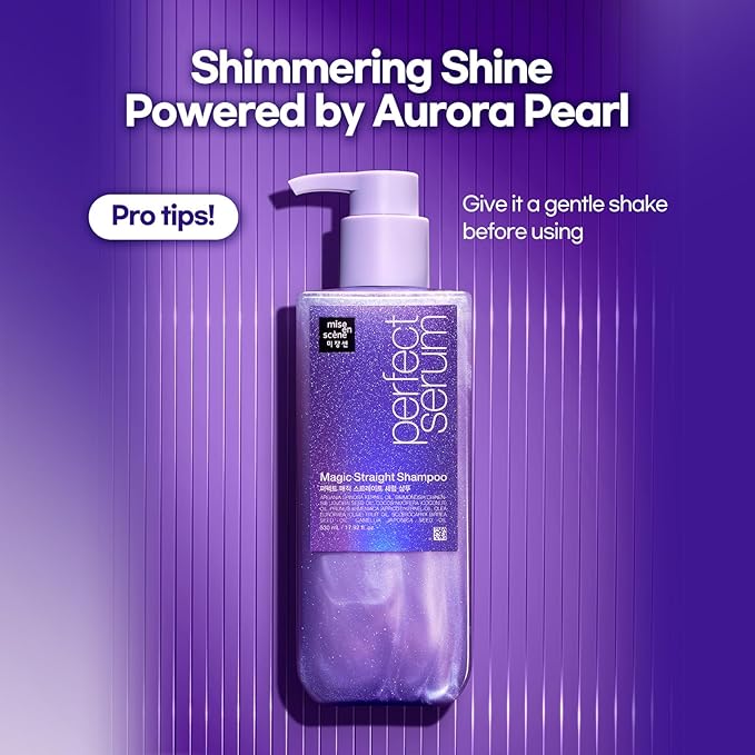 Mise En Scene Perfect Serum Magic Straight Shampoo | Anti-Frizz, Heat Protectant, Hair Straightener Effect, Korean Shampoo for Frizz Control, Shine and Smoothing 17.92 Fl Oz