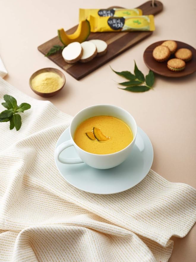 Damtuh Sweet Pumpkin with Yam Tea Powder – Korean Meal Replacement, Instant Breakfast Shake with Misugaru, 17g x 15 Sticks