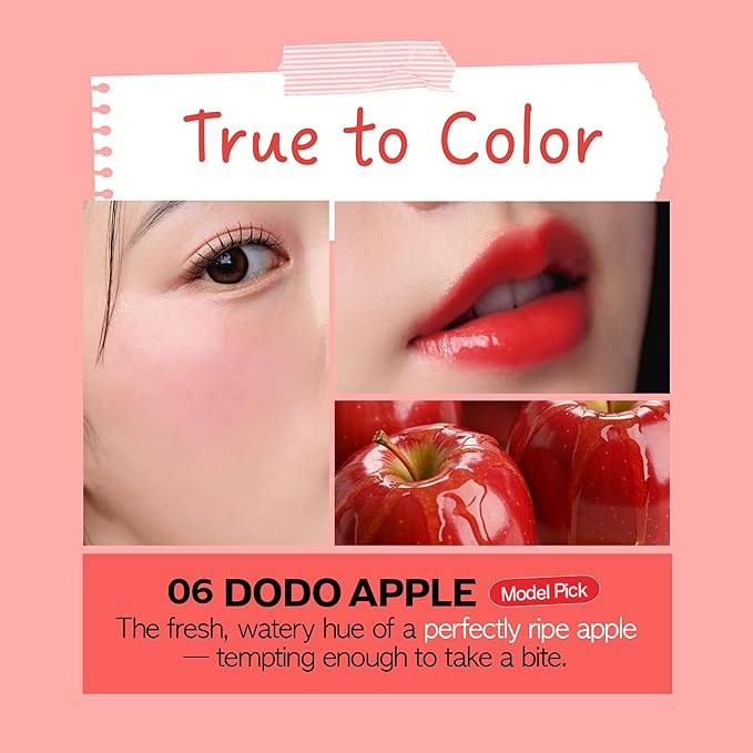 FRUDIA Glow Juicy Jam Lip & Cheek Stain (Dodo Apple) – Korean Lip Tint & Blush in One | Long-Lasting, Moisturizing, Non-Sticky Glossy Color for Lips, Cheeks & Eyes | Classic Warm Red (4.5g)
