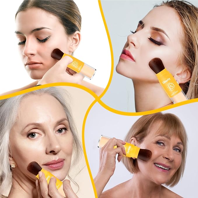 Mineral Sunscreen Setting Powder, SPF 35 Brush Sunscreen Powder for Face & Scalp, Long Lasting Lightweight Breathable, Oil Control Natural Matte Finish (#02 Medium)