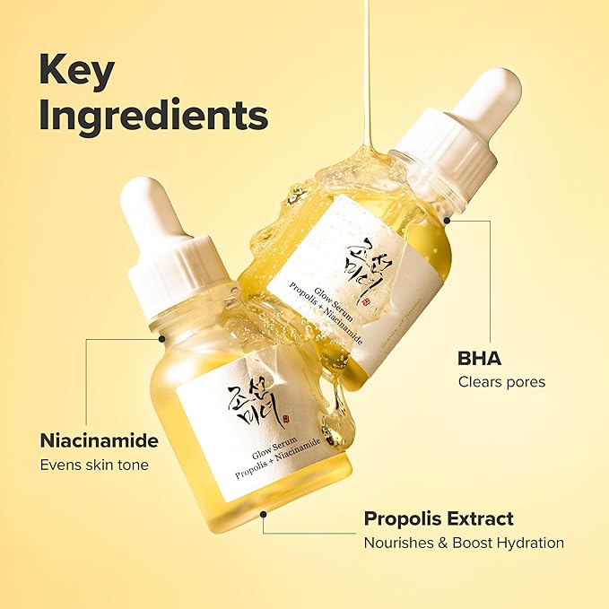 Beauty of Joseon Glow Serum Propolis and Niacinamide Hydrating Facial Soothing Moisturizer for Irritated Uneven Skin Tone, Korean Skin Care, 60ml, 2 Fl.Oz