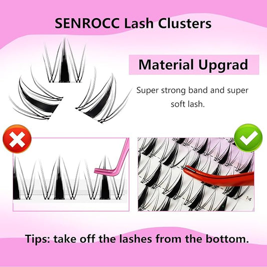 Lash Clusters Fairy Lash Clusters Manga Eyelash Clusters 140pcs Cluster Eyelash Extensions D Curl Individual Lashes 8-16mm Mix Length (QF-0.07D-8-16)