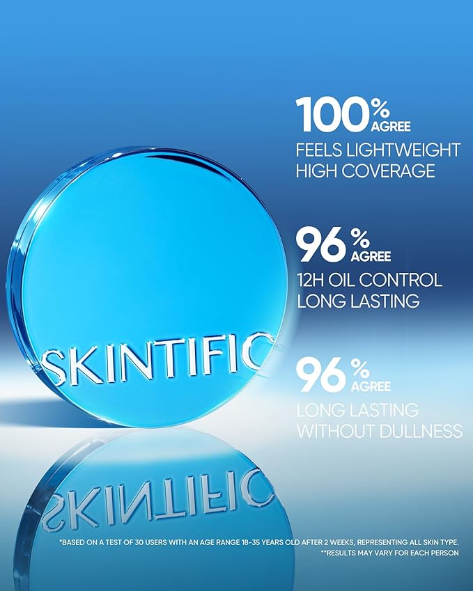 Velvet Matte Cushion Foundation Blue Ultra Cover Powder Foundation, 12h Oil-Control, Lightweight, Long-Lasting, Waterproof Korean Cushion Makeup(#01 Vanilla)