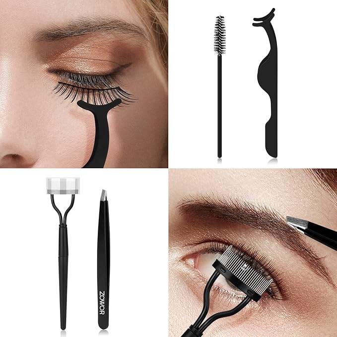 Eyelash Curler with Comb and Brush Fit All Eye Shape Curved Eyelash Curlers with 5PCS Silicone Refill Pad,Natural and Long Lasting Lash Curler for Women Make Up Gift(Blue)