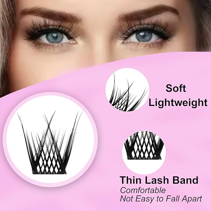 Lash Clusters Wispy Individual Lashes C Curl 8-16MIX Cluster Lashes Volume Wispy DIY Lash Extension Soft Comfortable Easy DIY at Home (D04-0.07C-8-16)