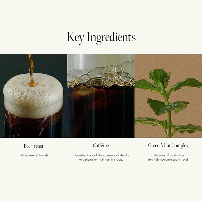 ANILLO Dark Beer Biome Shampoo - Vegan Thicker Hair & Sclap Care with Caffeine & Green Mint Complex for Volumizing Hair- Deep Cleansing, Oil Control & Cooling Effect, Sulfate-Free 500 ml / 16.9 fl oz