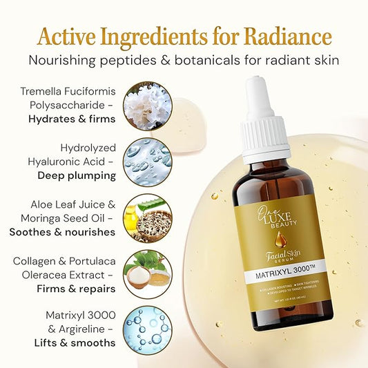 Anti Aging Serum Matrixyl 3000 with Hyaluronic Acid, Peptide Collagen & Argireline – Best Deep Wrinkle Repair & Hydrating Face serum – All skin types Korean Matrixyl Serum 1.01 Fl Oz