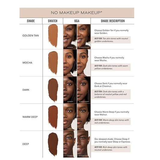 No Makeup Makeup Long-Lasting Lightweight Foundation & Brush Duo | Cruelty-Free, Fragrance-Free, Buildable, Transfer-Proof Makeup (Golden Tan)