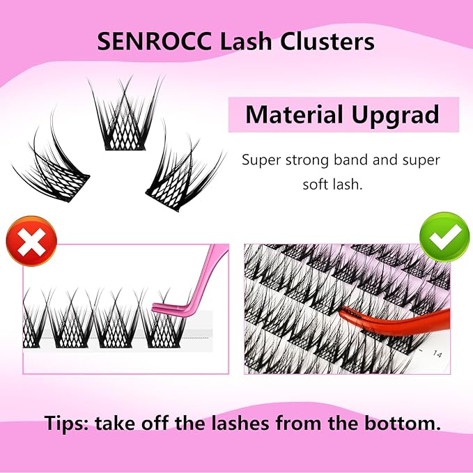 Lash Clusters Wispy Individual Lashes C Curl 8-16MIX Cluster Lashes Volume Wispy DIY Lash Extension Soft Comfortable Easy DIY at Home (D04-0.07C-8-16)