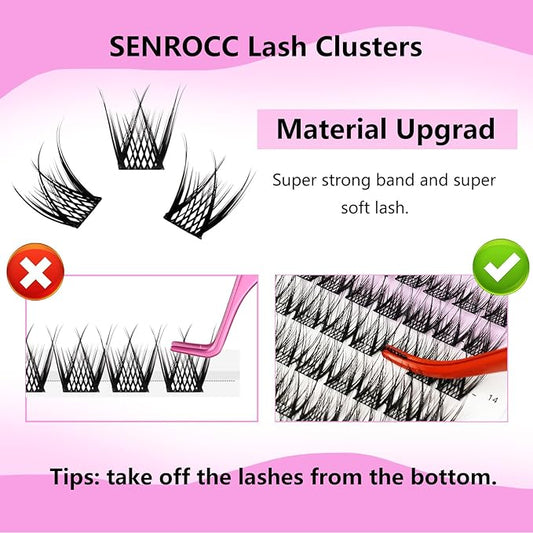 Lash Clusters Wispy Individual Lashes C Curl 8-16MIX Cluster Lashes Volume Wispy DIY Lash Extension Soft Comfortable Easy DIY at Home (D04-0.07C-8-16)