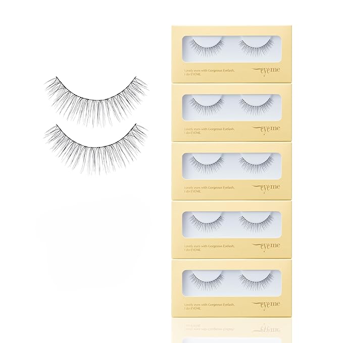 EYEME Eyelash NO.32 – 5 Set Pack, Soft Wispy False Eyelashes with a Natural Extension-Like Look, Lightweight with Longer Center Fibers for Brighter Eyes, K-Beauty