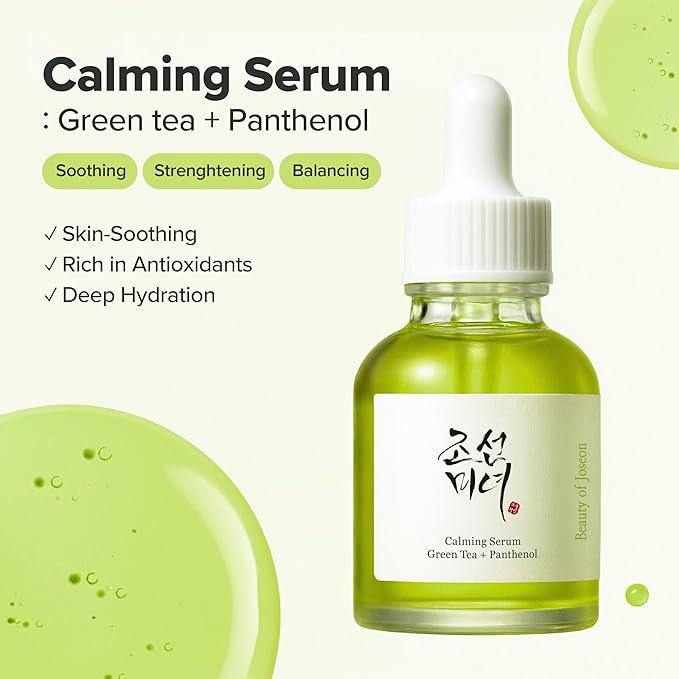 Beauty of Joseon Calming Serum Green Tea Panthenol Soothing, Moisturizing Sensitive, Acne-Prone, UV Irritated Skin, Daily Korean Skin Care for Men and Women (2 Fl.Oz.)