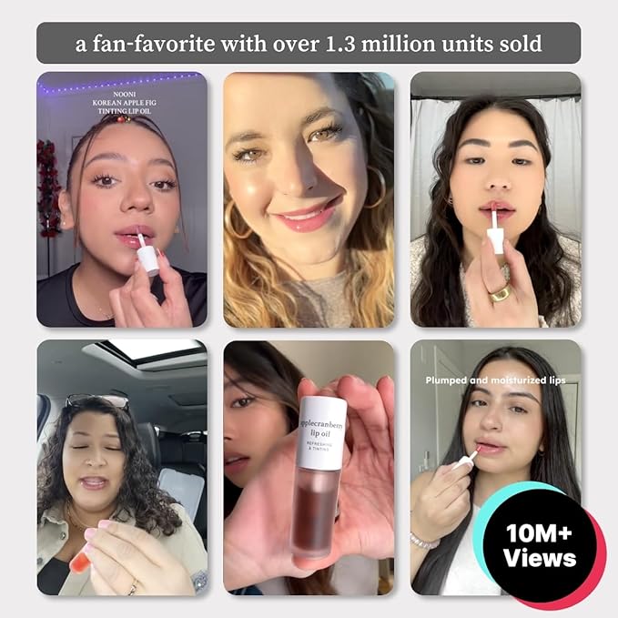 NOONI Korean Lip Oil - Applecoco | Long-Lasting, Moisturizing, Plumping, Revitalizing for Dry Lips, Waterproof, No Peel Off, Hydrating, Nourishing Crystal Clear, 0.12 FL Oz