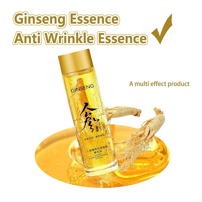 Ginseng Essence Anti-Wrinkle Serum, Hydrating & Firming Face Oil with Ginseng Root Extract, Korean Herbal Ginseng Anti Aging Serum for Smoother Skin Reduce Fine Lines ﻿(4.05 fl oz * 2PCS)