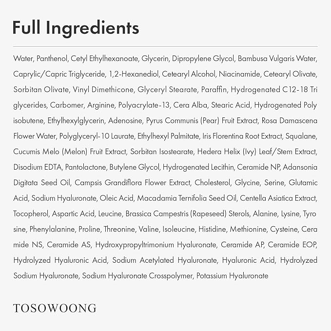 TOSOWOONG Panthenol 20 Barrier Cream, Daily Skin Barrier Care with 20% Panthenol, Ceramides, Hyaluronic Acid, Deep Hydration, Face Moisturizer, Korean Skincare for All Skin Types, 50ml / 1.69 fl. oz.