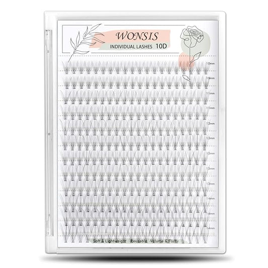 Individual Lashes, Lash Clusters, 240 Pcs 10D Individual Lash Extensions, Natural Soft Lightweight Reusable, Thickness 0.07mm C Curl False Eyelashes 10/11/12/13/14mm (10D 10-14mm)