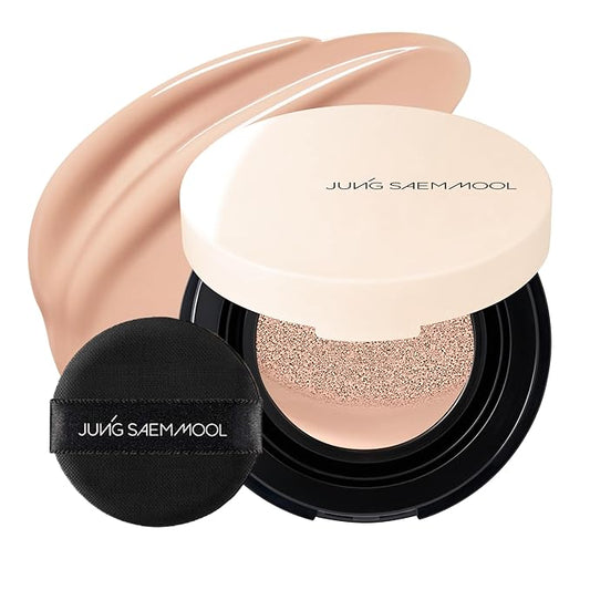 JUNG SAEM MOOL [ Mini ] Essential Skin Nuder Cushion Mini 22C Petal Light 0.17 Fl Oz, Natural Radiant Finish Cushion Foundation with Buildable Coverage, Lightweight Texture, Korean Foundation Makeup