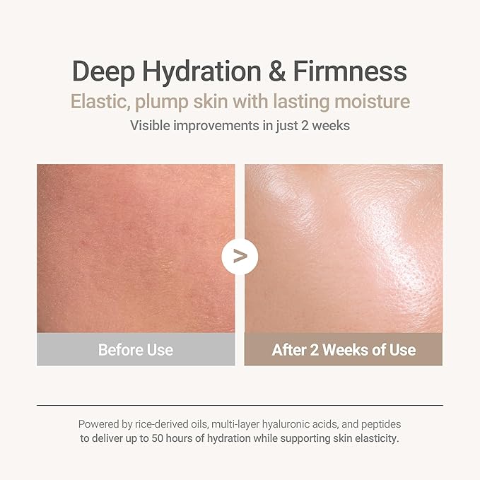 HAYEJIN RiceFila Moisturizing Cream - 50HR Hydrating Day and Night Moisturizer Face Cream with Niacinamide, 8 Hyaluronic Acids & 6 Peptides - Lightweight & Layerable Vegan Korean Skincare 1.69 fl oz