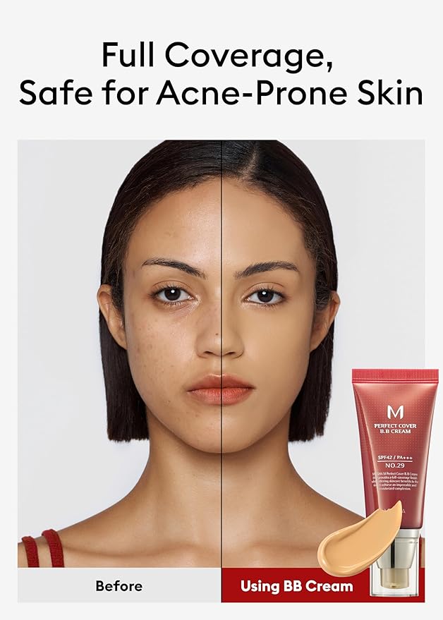 MISSHA M Perfect Cover BB Cream No.29 Caramel beige for Medium with Warm Skin Tone SPF 42 PA +++ 1.69 Fl Oz - Tinted Moisturizer for face with SPF