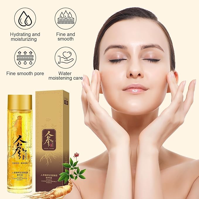 Ginseng Essence Anti-Wrinkle Serum, Hydrating & Firming Face Oil with Ginseng Root Extract, Korean Herbal Ginseng Anti Aging Serum for Smoother Skin Reduce Fine Lines ﻿(4.05 fl oz * 2PCS)