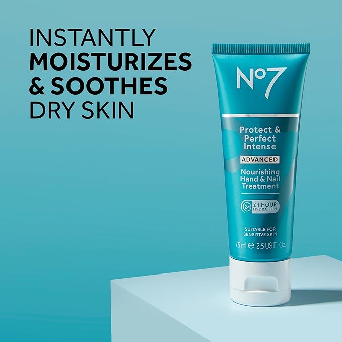 No7 Protect & Perfect Intense Advanced Nourishing Hand and Nail Cream - Anti Aging Hand Cream with Vitamin B5 - Contains Matrixyl 3000+ Collagen Peptide Anti Wrinkle Technology (75 ml)