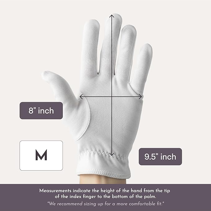 4 Pairs Cottonnerie Basics Cotton Gloves for Dry Hands Sleeping, Moisturizing Gloves Overnight, Hand Moisturizer Gloves, Moisture Gloves for Dry Hands Overnight, Sleeping Gloves, Medium