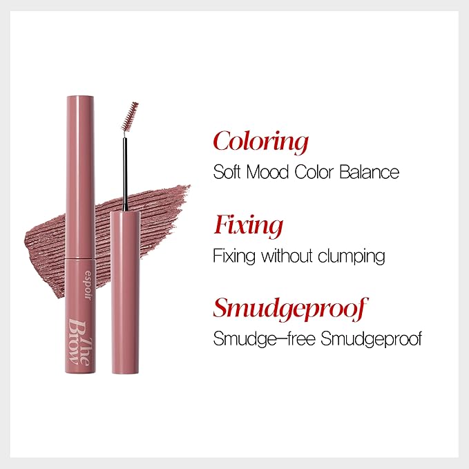 Espoir The Brow Color Fixing Cara #6 Rosy Brown 0.1 fl oz | Easy Fixing without Clumping | Long Lasting Smudgeproof Eyebrow Mascara | Soft Mood Coloring Tinted Gel | Korean Eye Makeup