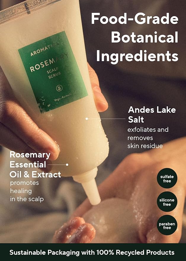 AROMATICA Rosemary Scalp Scrub 5.82oz / 165g, Scalp Treatment, Scalp Exfoliator with Salt Scrub for Oily Scalp, Dandruff, Build Up Remover