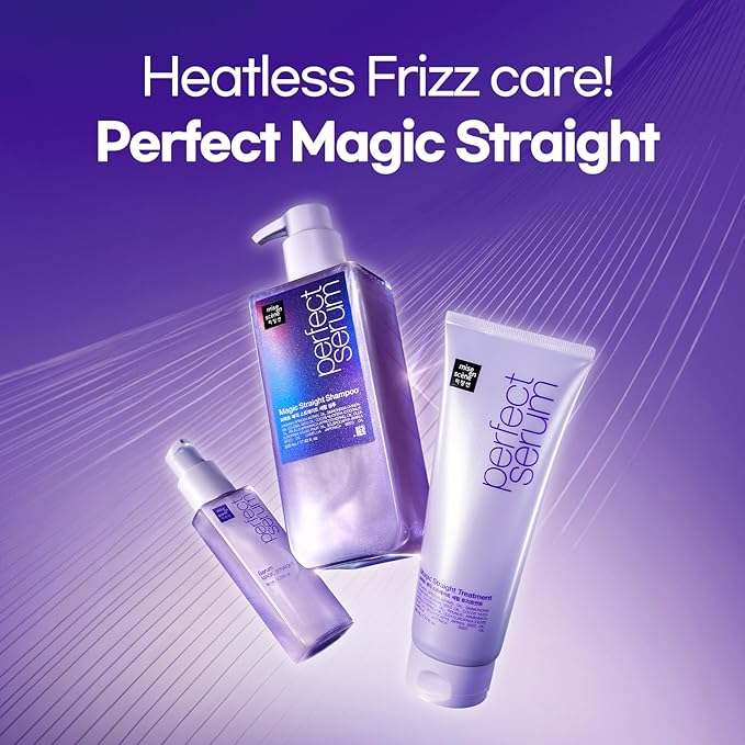Mise En Scene Perfect Magic Straigt Serum Treatment | Anti-Frizz Cream for flyaway taming | Anti Humidity Hair Conditioner | Hydrating, Add Shine, Breakage Control | 7.77 Fl Oz