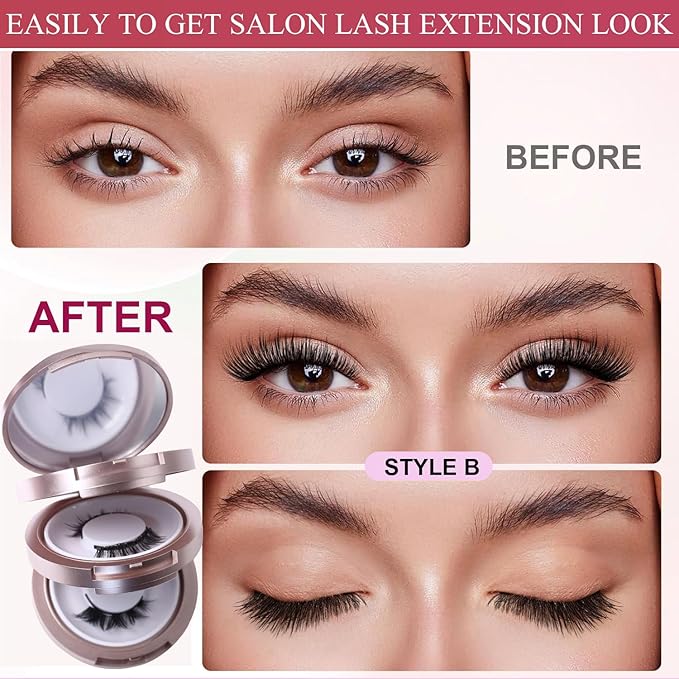 Elara Craft Magnetic Eyelashes, Eyelashes with Applicator, Natural Look, Reusable Glue-free False Eyelashes Series (Nature Series(EA10+EM10))