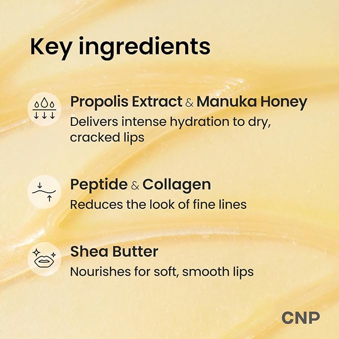 CNP Honey Lip Butter - Propolis Lipcerin™ 01 Original, Hydrating Overnight Manuka Lip Balm & Mask, 12hr Long-Lasting Moisture, Stocking Stuffers, Gifts for Women, 0.5 fl.oz.