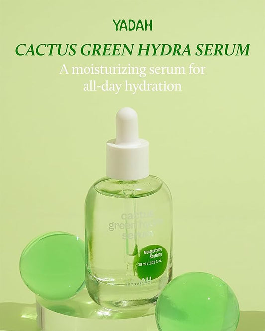 YADAH Cactus Green Hydra Serum (1.01fl oz) - Hydration, Oil-Moisture Balance, Strengthen Skin Barrier. Niacinamide, Adenosine.