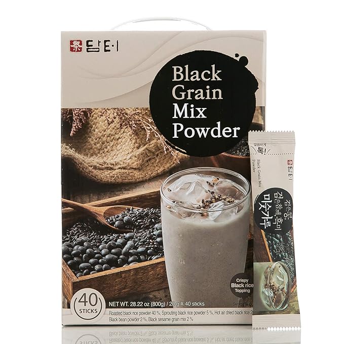 Damtuh Korean Black Mixed Grain Powder Meal Replacement Shake – Healthy Breakfast Drink, Nutritious Grain Misugaru, 20g x 40 Sticks (Pack of 2)