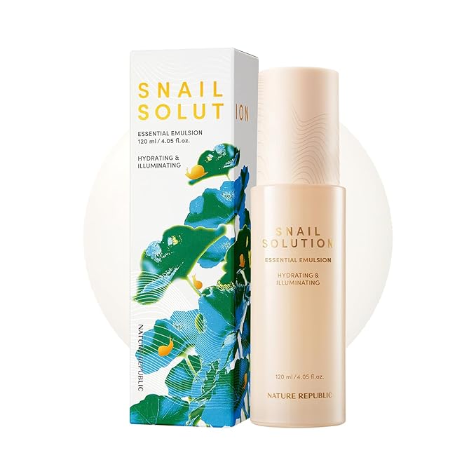 Nature Republic Snail Mucin Emulsion - Moisturizer, Hydrating Advanced Power Essence, Korean Skin Care for Face, Snails Skincare, Niacinamide, Deep Glow Mucus, 120mL/4.02 Fl.Oz