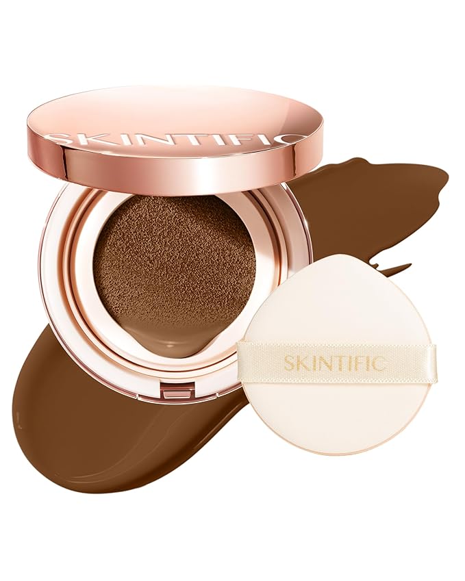 Full Coverage Cushion Foundation, Weightless, Skin Fit, Satin Glow Finish, Oil-Control Waterproof Foundation, Sweatproof Flawless BB Cream CC Korean Makeup,Tattoo Cover Up, Buildable(#45W Chestnut)