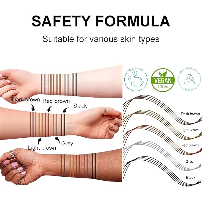 Microblading Eyebrow Pencil, Eyebrow Pen with an Upgrade Micro-Fork Tip Applicator, Waterproof Long-Lasting Microblading Brow Pen, Brow Pencil for Natural Looking Brows Makeup, Dark Brown, 1Pcs