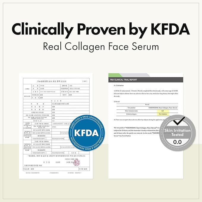 TOSOWOONG Real Collagen Face Serum, Hydrating & Firming Serum with hydrolyzed collagen, Hyaluronic Acid, Plumps, Sagging Skin, Reduces Fine Lines and Wrinkles, Korean Skincare, 33ml / 1.11 fl. oz.