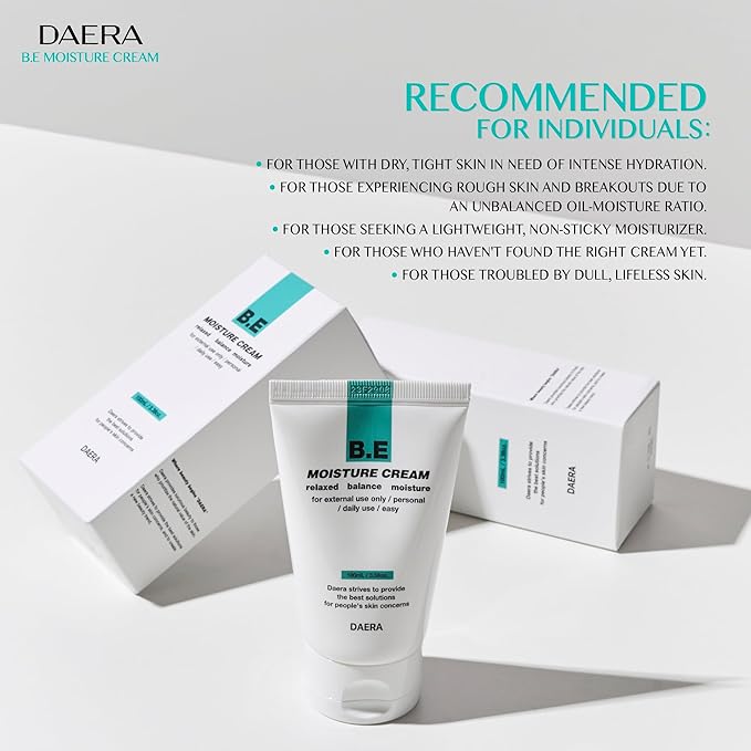 DAERA B.E Cream- Korean Moisturizer, Lightweight All Skin Type, Sensitive Skin, Trahalose & Hyaluronic Acid, Centella Asiatica,Fast Absorbing, Lightweight, Korean Skin Care (3.38 oz)