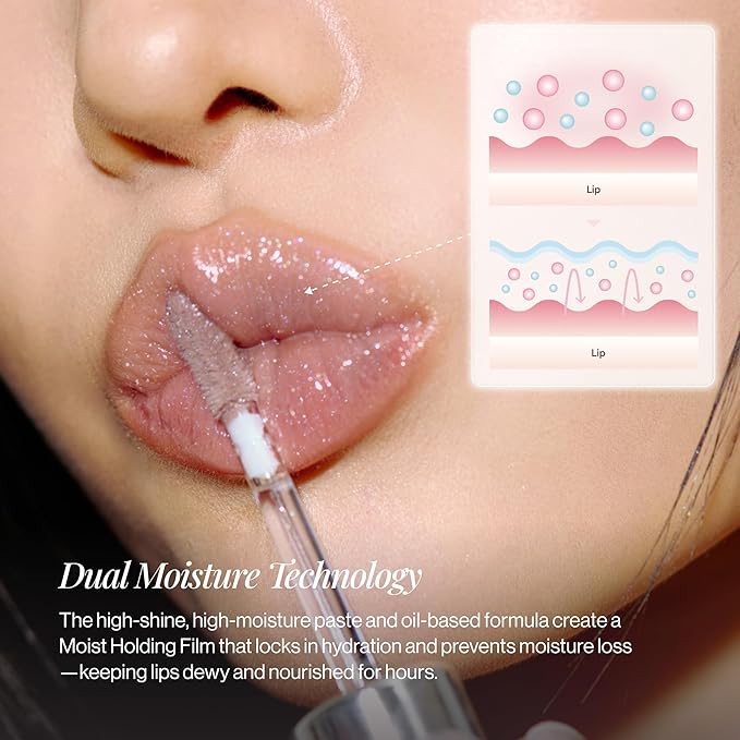 ENTROPY MAKEUP Tulle Lip Gloss, Lightweight 3D Pearl Shimmer, Ultra-Gloss High Shine, Non-Sticky Moisturizing Lip Gloss with Peptide Complex, Frill