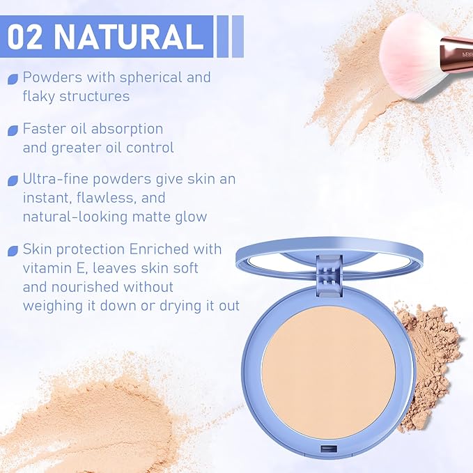 Maycheer Face Powder, Setting Powder, Pressed Powder Compact, Lightweight Finishing Powder, Calassic Ivry