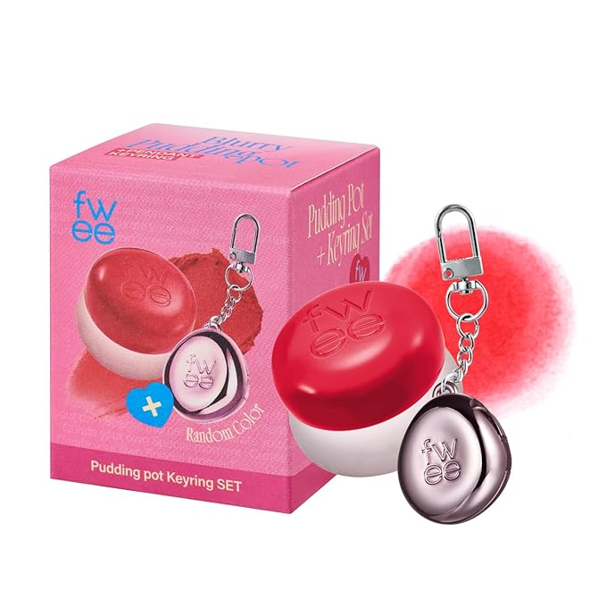 fwee Blurry Pudding Pot + Keychain SET | Airbrushed Blush & Lip, Buildable Pigment, Long-lasting, Lightweight, Easy to Blend, Natural Soft Matte Finish Makeup – D-day (Neon Red) | 0.17 oz