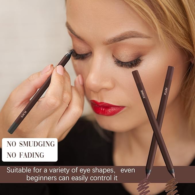 Persona Eyeliner Pencil Waterproof,24 Hr Waterproof Eyeliner Duo Sharpenable Eye Pencil,Long Wearing and Water Resistant,Smooth and Easy to Color (Black)