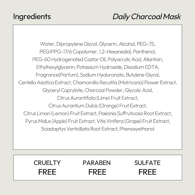 LAPCOS Charcoal Sheet Mask, Daily Face Mask with Salicylic Acid and Tea Tree Oil to Detoxify and Tighten Skin, Korean Beauty Favorite, 5-Pack