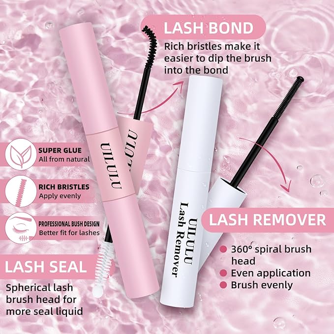 Natural Lash Clusters Kit 10-18mm Mix D Curl DIY Extension Eye Natural Lashes False Wispy EyeLash Cluster with Bond & Seal, Glue Remover, Tweezers(U26)