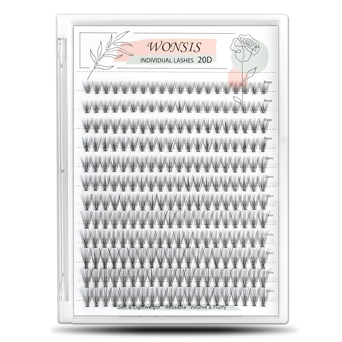Lash Clusters, Individual Lashes, 240 Pcs 20D Individual Lash Extensions, Volume Soft Lightweight Reusable DIY Eyelash Extensions, Thickness 0.07mm C Curl False Eyelashes 8/9/10/11/12mm
