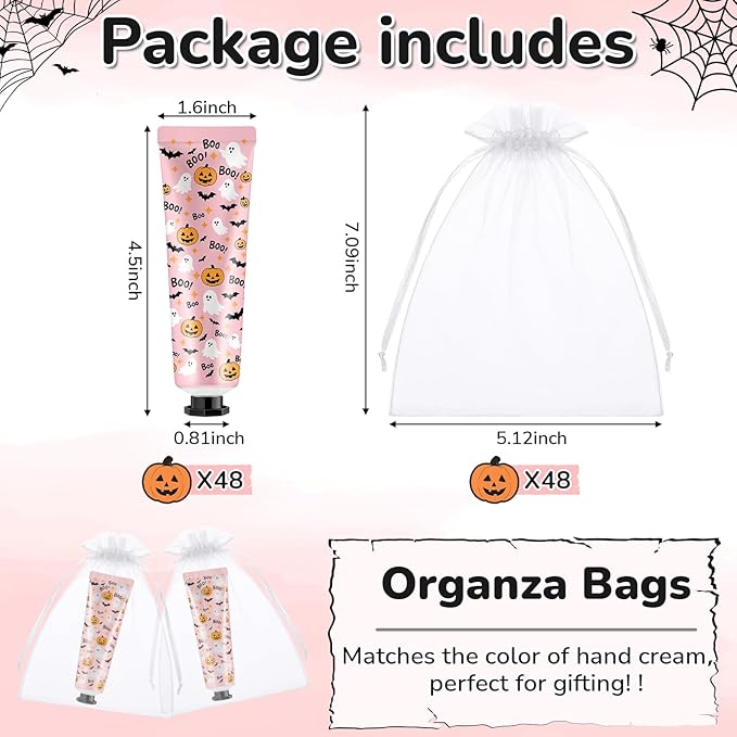 48 Sets Pink Halloween Ghost Boo Hand Cream Gifts Bulk a Little Boo Is Almost Due Baby Shower Travel Size Lotion Bulk Pink Halloween Birthday Party Supplies for Guest