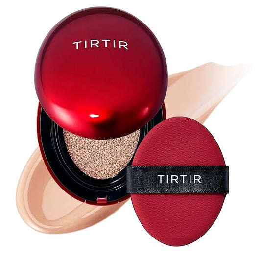 [*Mini Size*] TIRTIR Mask Fit Red Cushion Foundation | Full coverage, Weightless, Skin fit, Satin Glow Finish, Korean Makeup, beauty, Tattoo cover up, Buildable (#22C Peach Beige, 0.15 Fl Oz)