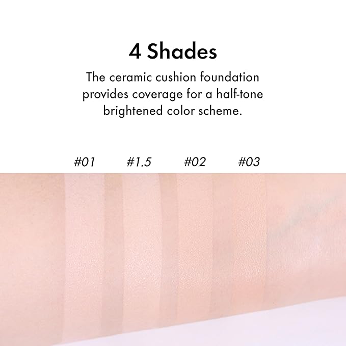 Amuse SEOUL Ceramic Skin Perfector Cushion Foundation (03 HONEY) | Long-lasting, Lightweight, Semi-matte, Flawless Coverage, Hypoallergenic, Vegan, Korean Beauty (15g / 0.52oz.)