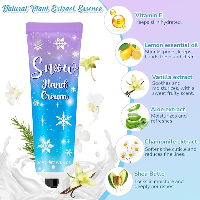 48 Sets Baby Shower Hand Cream Bulk Snowflakes Baby Shower Favors Bridal Thank You Hand Cream for Guests Travel Size Lotion with Organza Bags